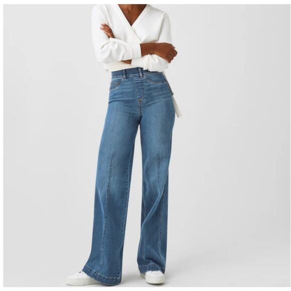 SPANX Denim - Spanx Wide Leg Jeans Pull on Front Seam Size Small